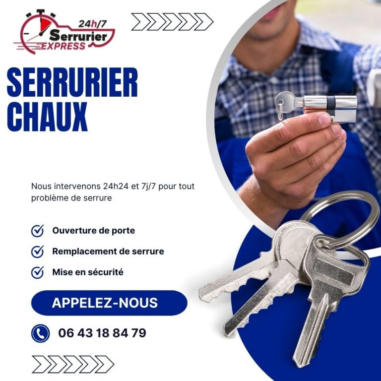 Serrurier Chaux. Dépannage serrurerie porte bloquée, clé coincée clé cassée dans la serrure intervention 24h24 serrurier express H24 au 0643188479