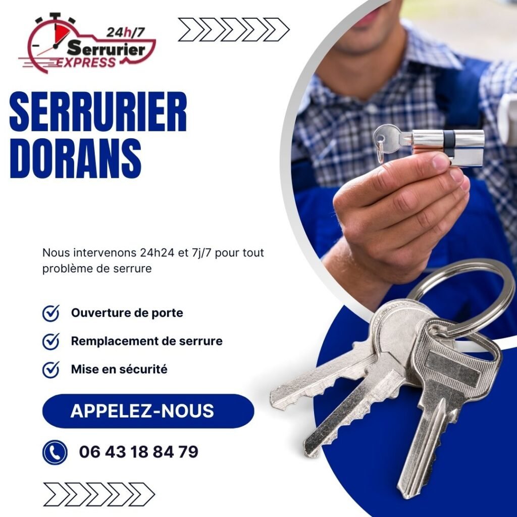 Serrurier Dorans. Dépannage serrurerie porte bloquée, clé coincée clé cassée dans la serrure intervention 24h24 serrurier express H24 au 0643188479