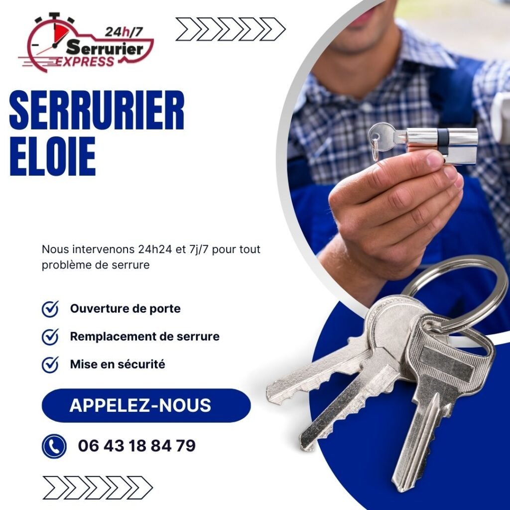 Serrurier Eloie. Dépannage serrurerie porte bloquée, clé coincée clé cassée dans la serrure intervention 24h24 serrurier express H24 au 0643188479