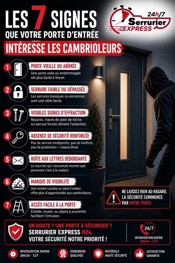 Les 7 signes que votre porte d'entrée intéresse les cambrioleurs - Serrurier Express H24