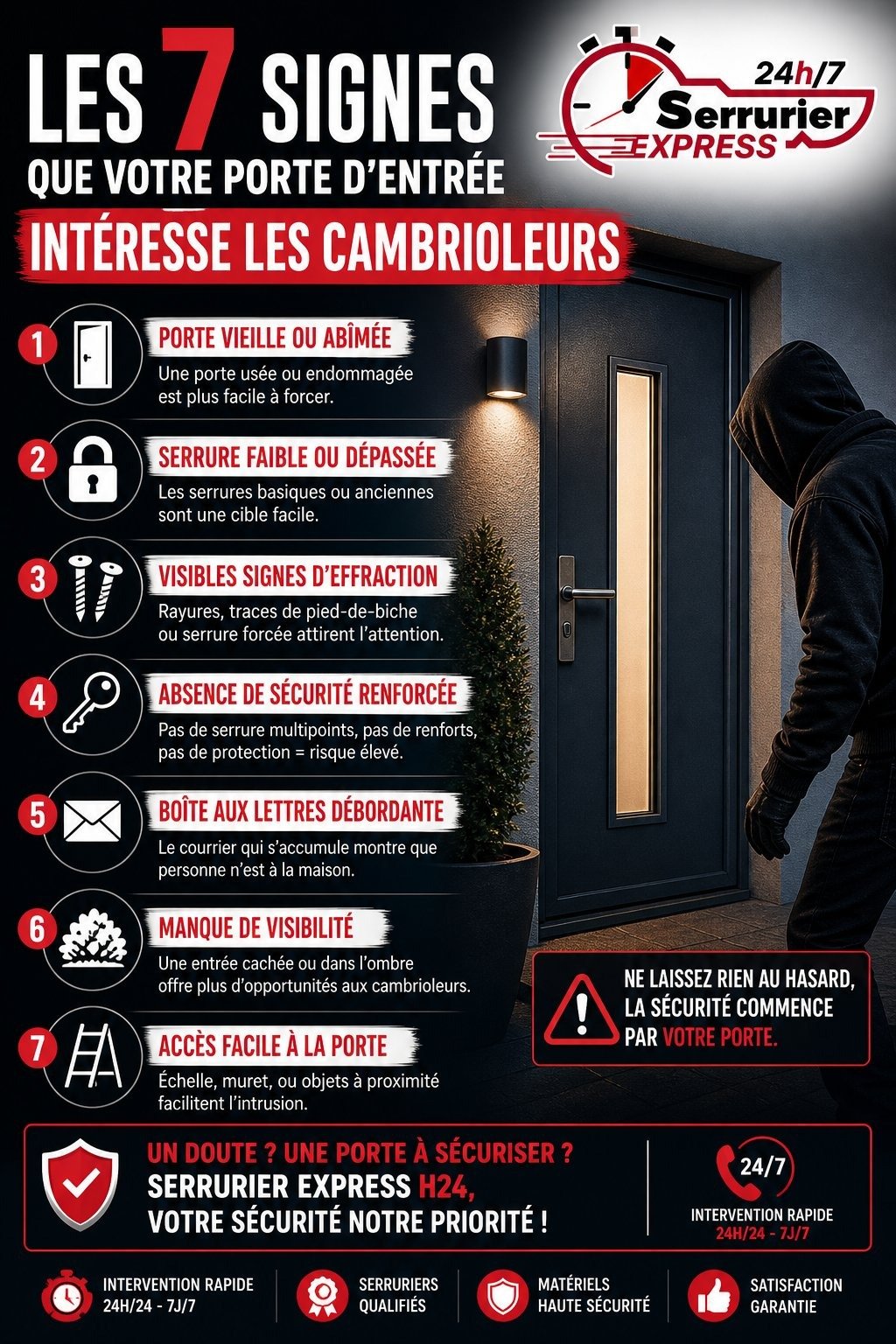Les 7 signes que votre porte d'entrée intéresse les cambrioleurs - Serrurier Express H24