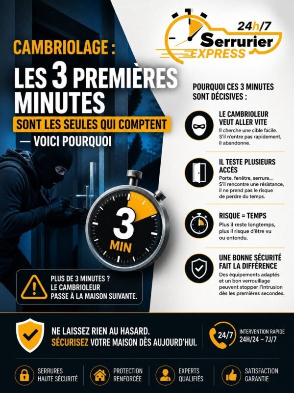 Cambriolage : les 3 premières minutes décisives — sécurisez votre porte - Serrurier Express H24
