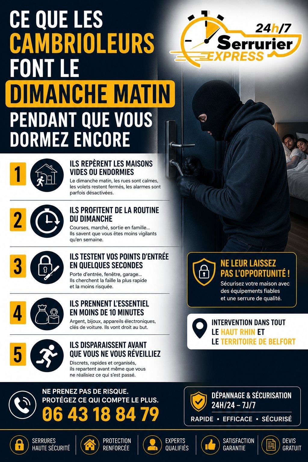 Ce que les cambrioleurs font le dimanche matin - 5 techniques révélées - Serrurier Express H24